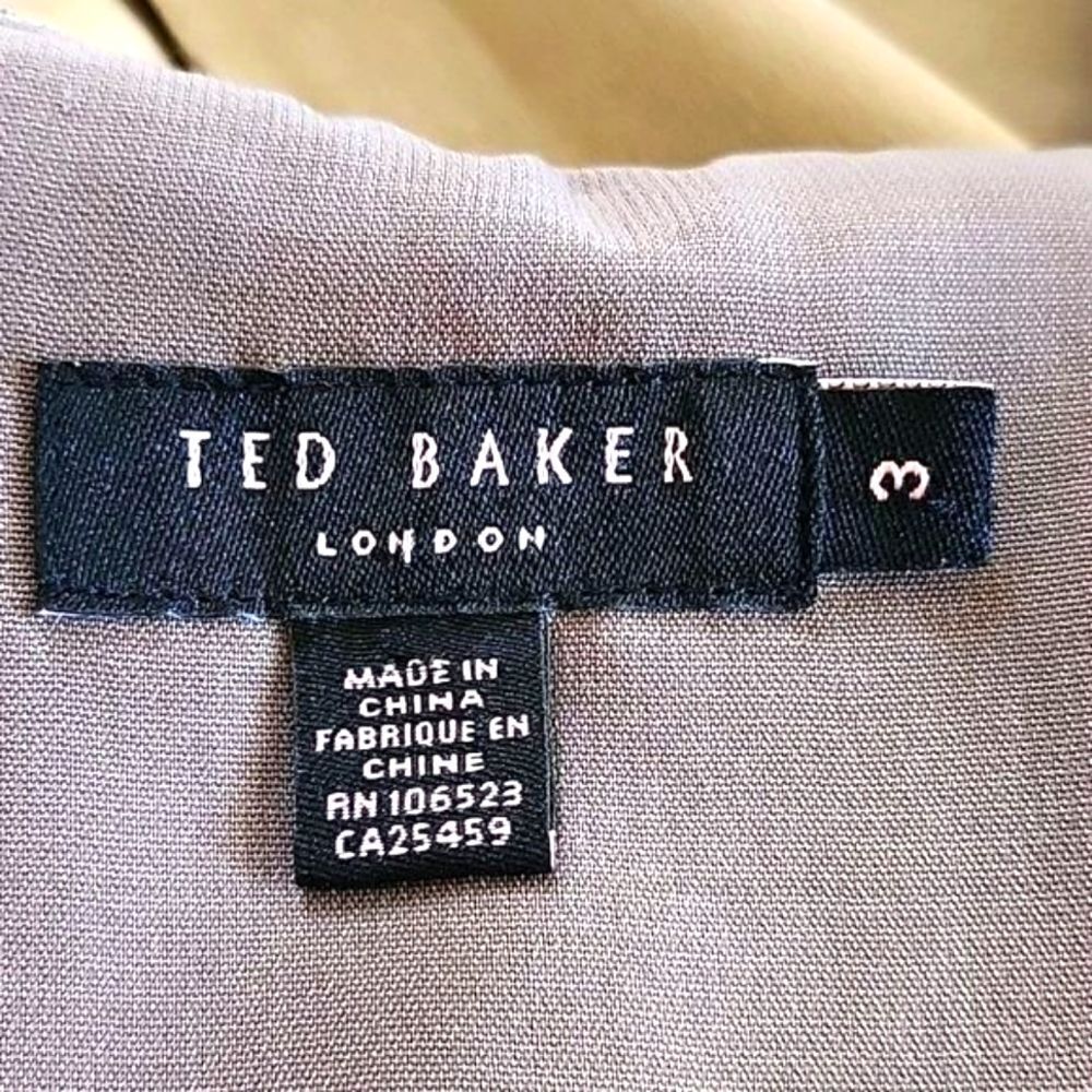 Ted Baker 100% Silk Strapless Dress Ruched Empire Waist Size 3 Boho Chic Retro - Picture 5 of 9
